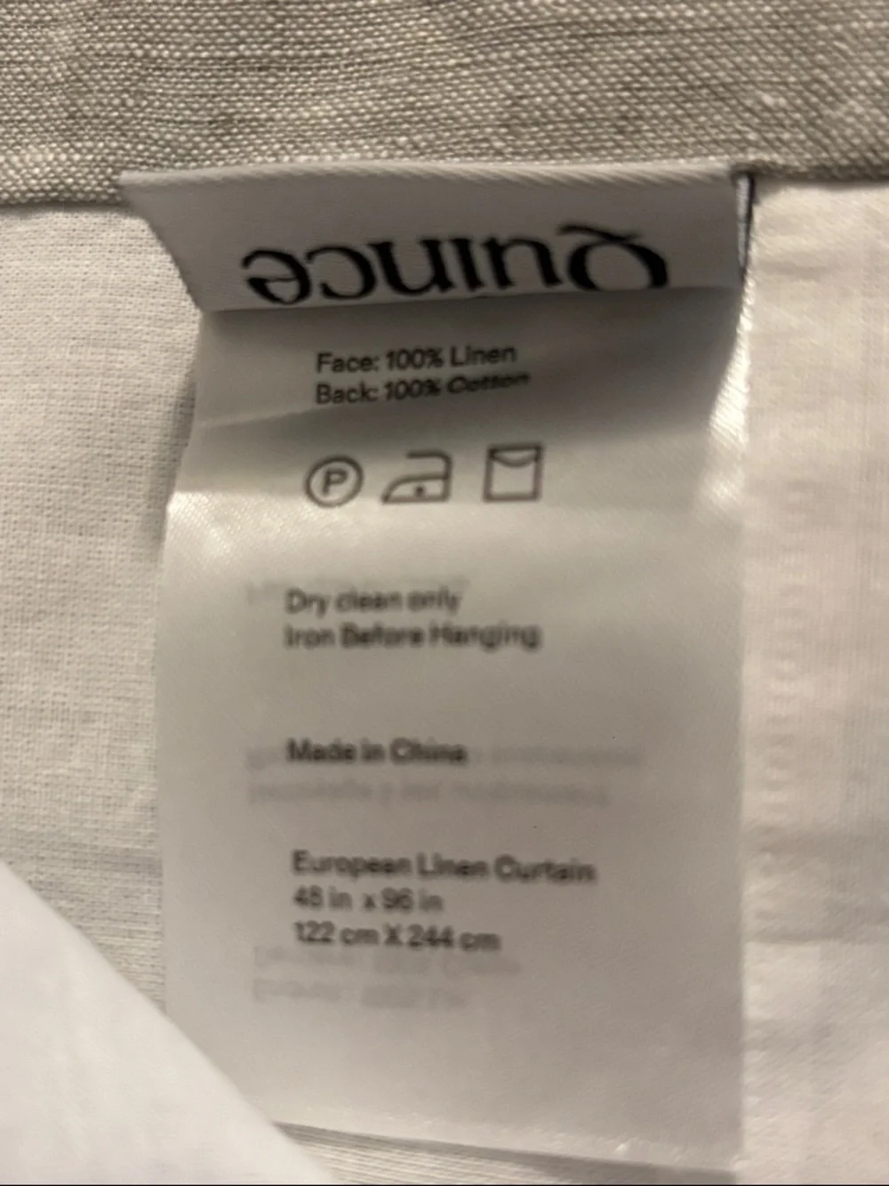 Quince European Linen Curtain Panels Sage 48x96 Set of 2 Light Filtering